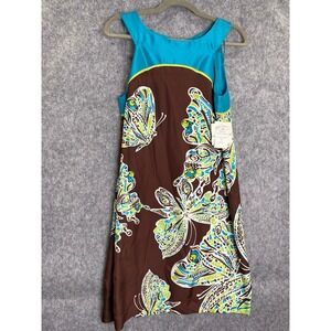 Donna Morgan NWT Silk Dress Size‎ 8 Brown Turquoise Paisley Print $152 Tag